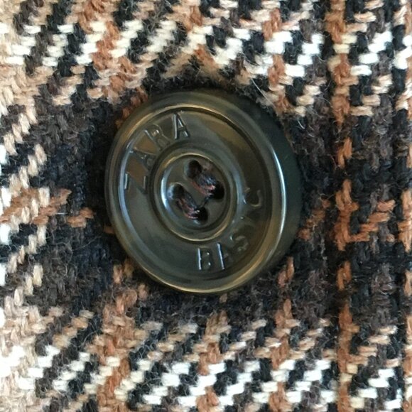 Zara Long Plaid Houndstooth Double Breasted Trench Jacket - Picture 9 of 16